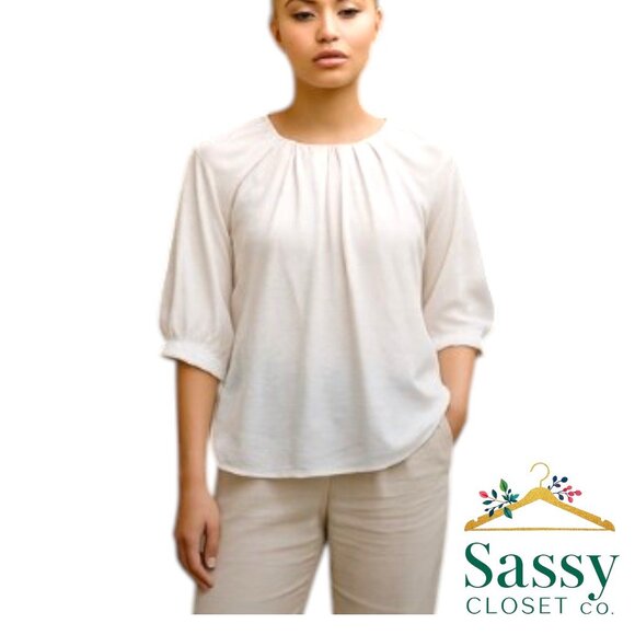 SOFT SURROUNDINGS, Puff Sleeve, Cotton Top, Sz M, EUC - Picture 1 of 6